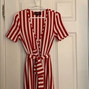 Red and white jumpsuit
